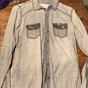Gray button down